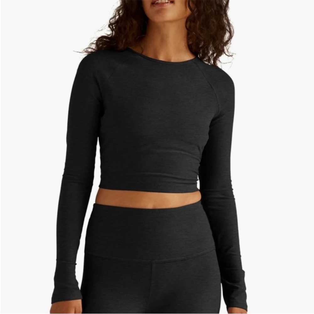 Beyond Yoga Spacedye Enlighten Cropped Pullover Darkest Night Black Size XL - Picture 3 of 11